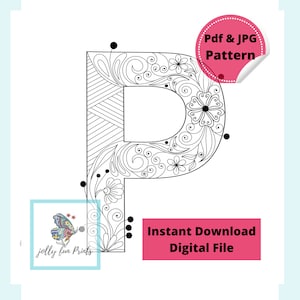 Paper Quilling Art Pattern for uppercase and lowercase of Letter P  (Digital template)