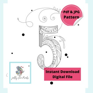 Paper Quilling Art Pattern for the number Five (5) (Digital template)