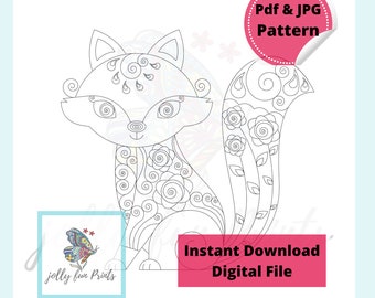 Paper Quilling Art Pattern for a Fox (Digital template)