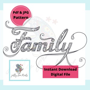 Paper Quilling Art Pattern for the Word Family (Digital template)