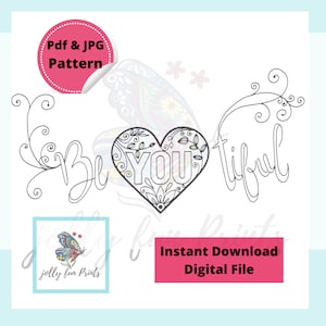 Paper Quilling Art Pattern for the Word Be-YOU-tiful (Digital template)