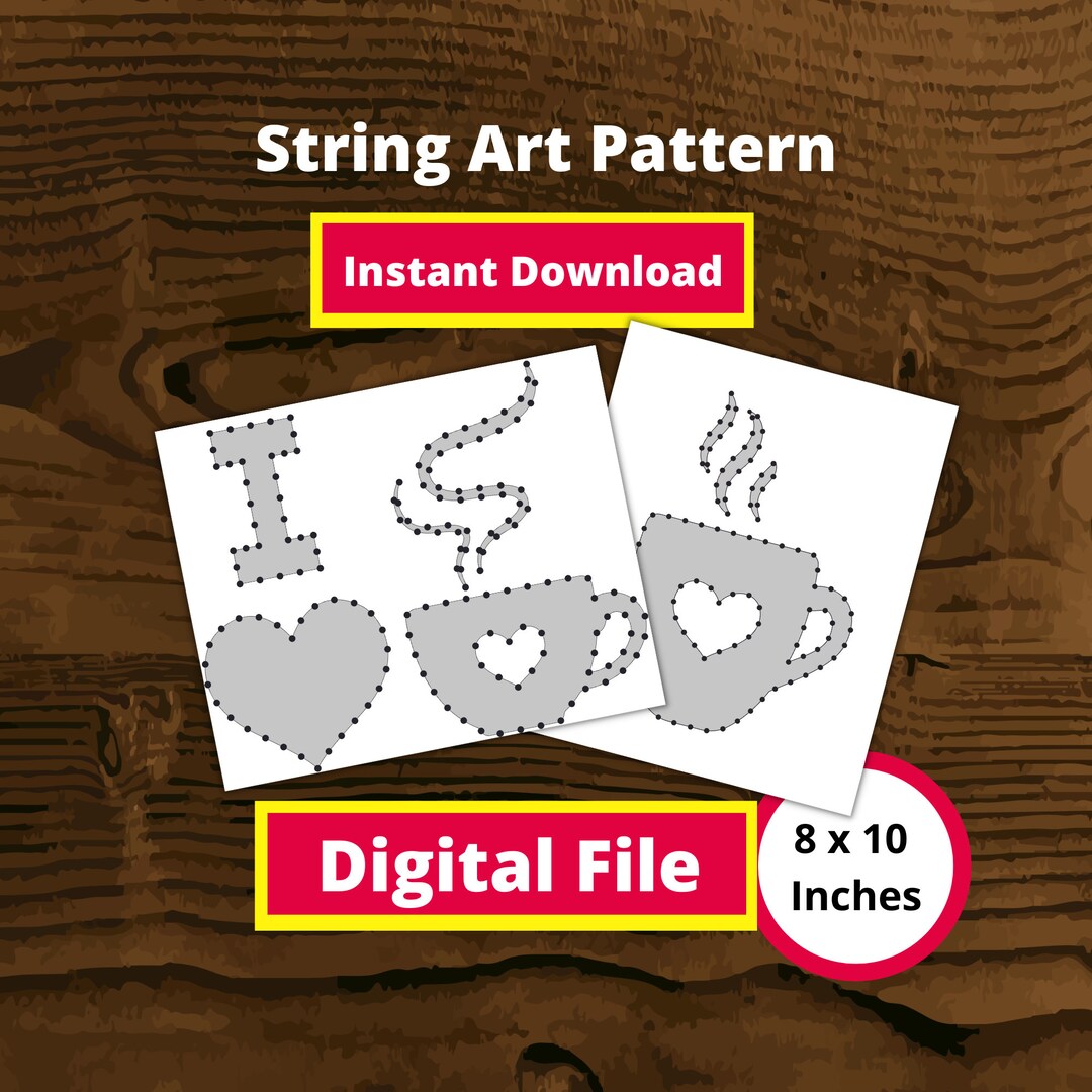 Tea String Vector Coffee or Tea String Art Digital Patterns (8 X 10 Inches) (two Diffrent ...
