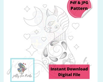 Paper Quilling Art Pattern for a Cat (Digital template)