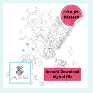 Paper Quilling Art Pattern for a Hummingbird (Digital template)