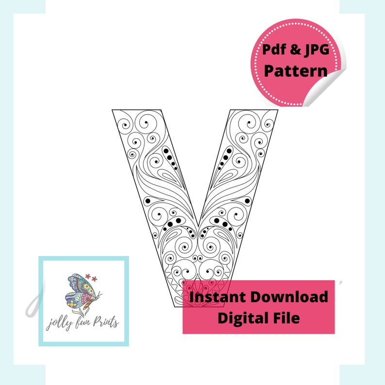 Paper Quilling Art Pattern for Uppercase and Lowercase of Letter V ...