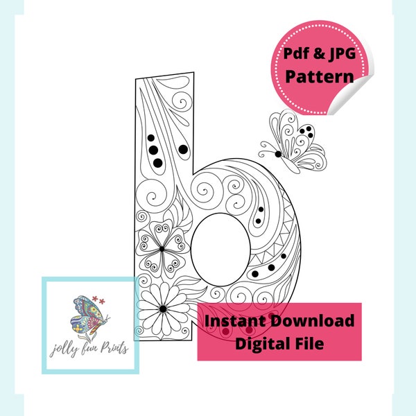 Paper Quilling Art Pattern for uppercase and lowercase of Letter B  (Digital template)