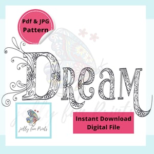 Paper Quilling Art Pattern for the Word Dream (Digital template)