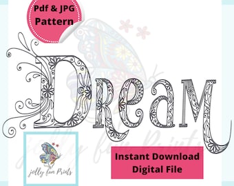Papier Quilling Art Pattern für den Worttraum (Digitale Vorlage)