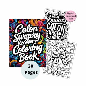 Páginas para colorear de recuperación de cirugía de colon con citas divertidas (archivo digital pdf de descarga instantánea imprimible) para uso personal