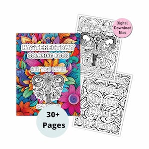 Páginas para colorir de histerectomia com citações engraçadas (download instantâneo de arquivo digital em PDF para impressão) para uso pessoal