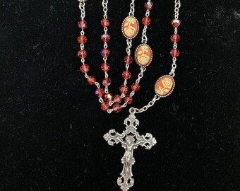 Pink Crystal and Cameo Rosary