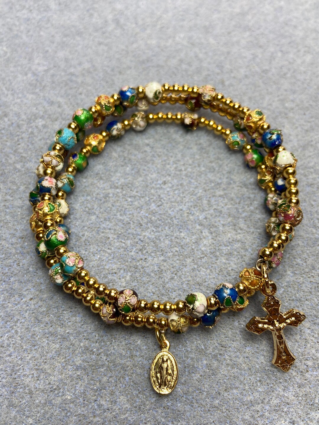 Multicolored Cloisonné Rosary Bracelet Etsy UK