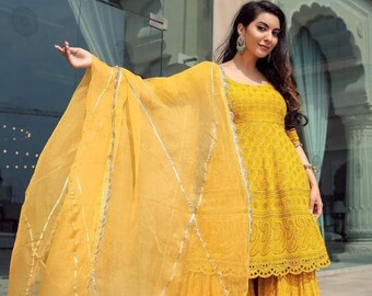 yellow sharara design