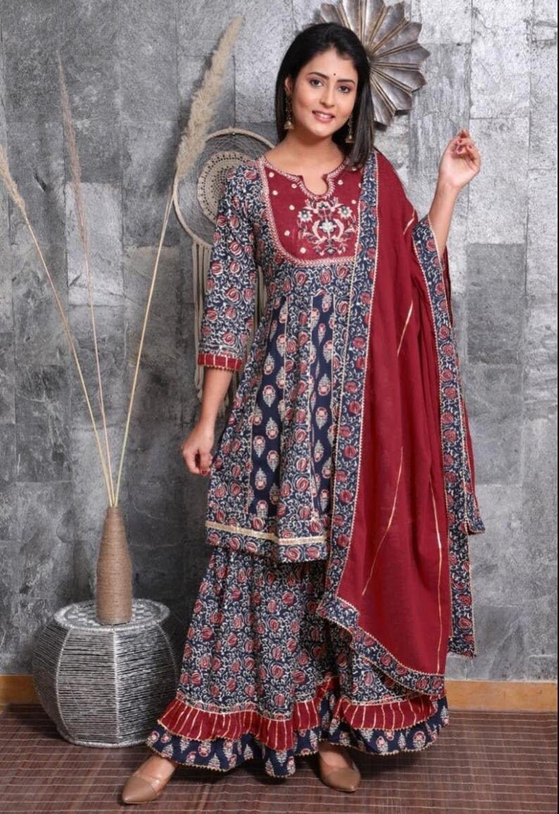 frock kurti with sharara