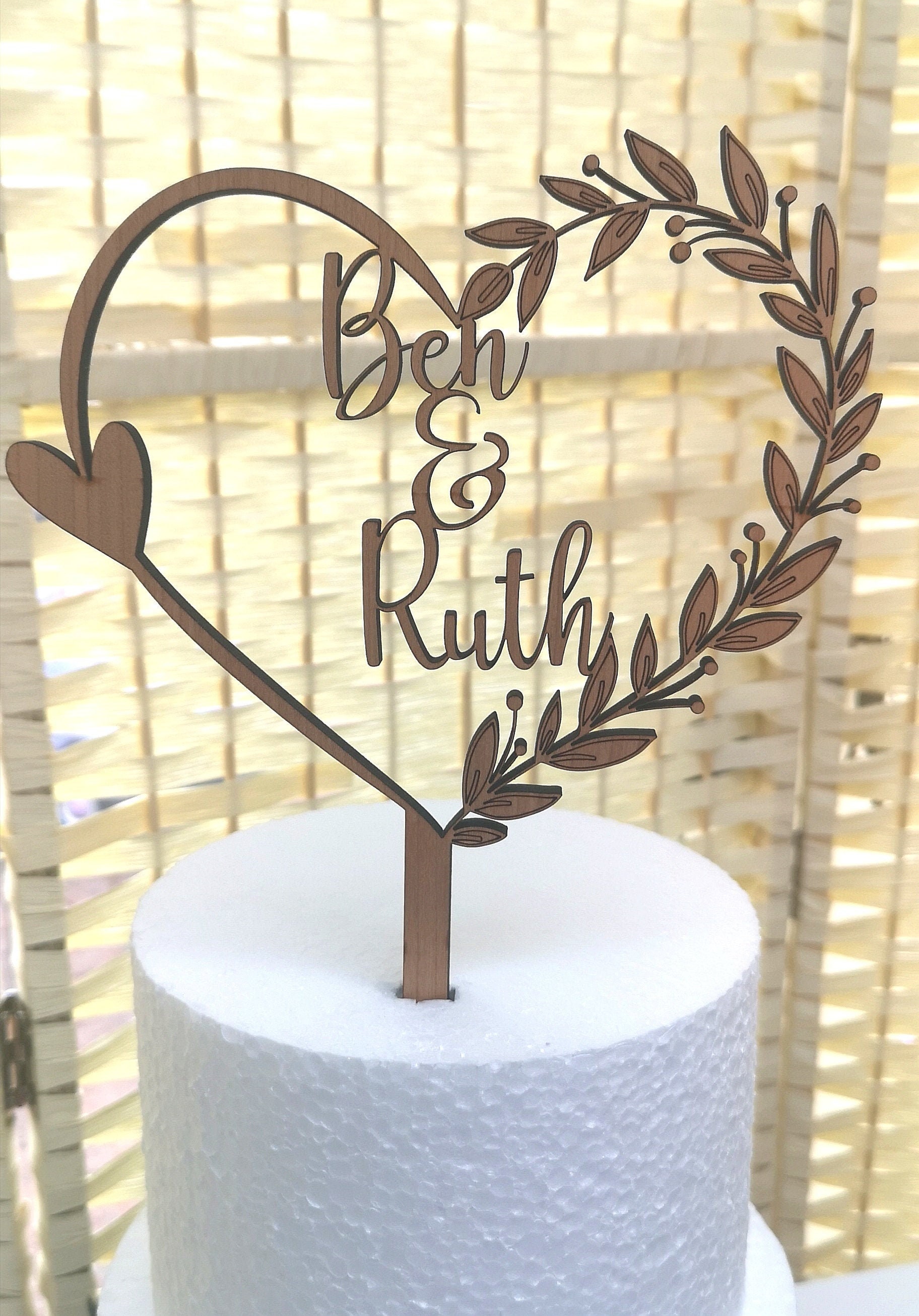Wooden Laser Cut Wedding Cake Topper Personalised Finally Mr Etsy UK