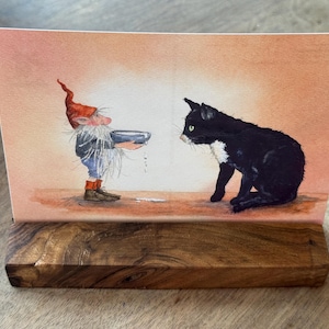 Kartenständer aus heimischem Walnussholz – Handgemachter Bilderhalter aus regionalem Holz, 15 cm lang, ideal für Fotos, Postkarten & Deko
