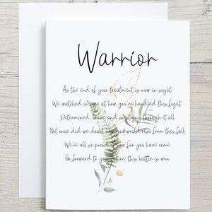 End of Treatment Card, End of Chemotherapy Card, Warrior Card, Cancer Survivor Card, Fighter Card