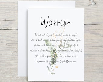 End of Treatment Card, End of Chemotherapy Card, Warrior Card, Cancer Survivor Card, Fighter Card