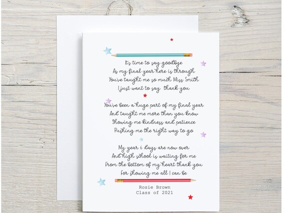 Last Day Of Primary School Card Last Day Of Year 6 Card Etsy