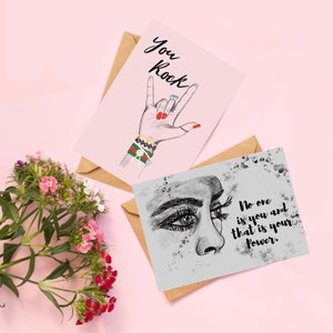 Grußkartenset "Girl Power" | 2 Karten mit Umschlag | Geburtstagskarte | Freundschaftskarte | beste Freundin Geschenk | Feminist