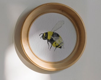 Bumblebee Drawing | Mini Print "Bee" | approx . 17x14| Watercolor Print | small fine art print bumblebee | Poster wild bees