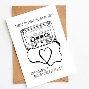 Biglietto per la giornata internazionale della donna MIX TAPE, biglietto di amicizia, regalo per la fidanzata, biglietto donna per la migliore amica, biglietto per la festa della mamma