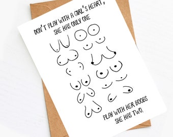 Witzige Grußkarte Frauenbrüste "More Boobs“ | Gebutstagskarte | Fun Card | Lustige Karte | Geschenkkarte | Männer Karte |  Titten Postkarte