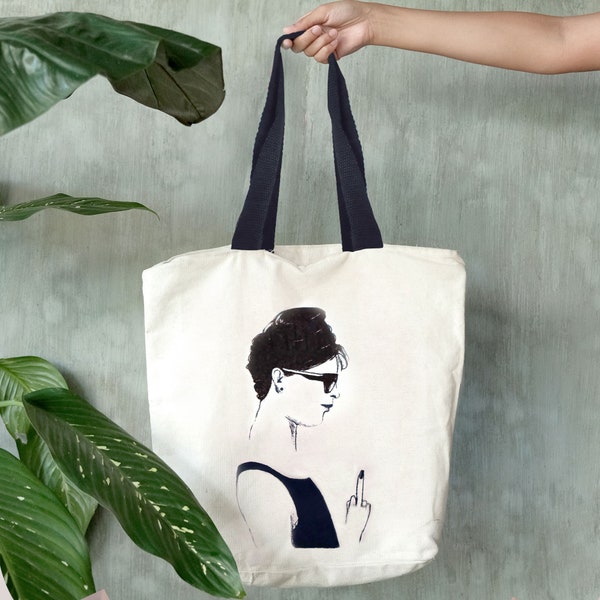 Einkaufstasche Audrey, Weihnachtsgeschenk für die beste Freundin, Shopper, Canvas Tasche, Tragetasche, Stofftasche,  Baumwolltasche