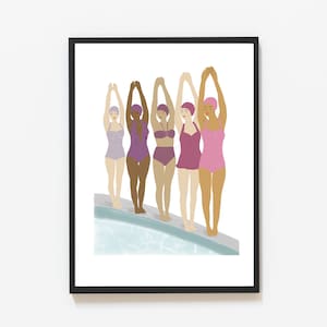 Bathroom Art Print "Swimmers" | DINA4 swimming pool type | Toilets Poster | Minimalist Pool Print | women friendship print