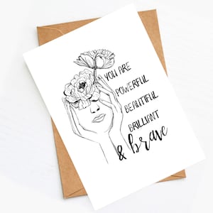 Affirmationskarte | Frauen Empowerment Klappkarte BRAVE | Freundschaftskarte | Motivationskarte | Karte zur Aufmunterung | Mutmachkarte