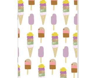 Notepad "Helados" | Notebook (14 x 20 cm) | | notebook Illustrated Block | Gift | Blank notebook 30 pages | Recycled paper