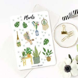 Zimmerpflanzen Sticker Sheet, Planer Aufkleber, Topfpflanze Bujo Deko, Blumen, Laptop Sticker, Bullet Journal,  Kiss Cut Sticker Sheet