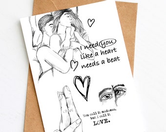 Biglietto d'amore AMORE |  Biglietto di auguri di compleanno con busta | regalo per anniversario di matrimonio | Biglietto d'auguri per il fidanzato o la fidanzata | regalo di anniversario