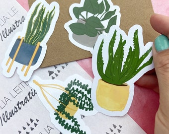 Pflanzen Sticker-Set "Plant Lady", Aufkleber für Dein Bullet Journal, Deko-Aufkleber für Laptop, Botanische Aufkleber