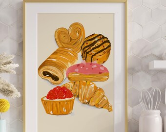 Kitchen Print Le Petit Déjeuner | French Breakfast | Kitchen Decoration | Bakery Print | Wall Decoration | Kitchen Art Print
