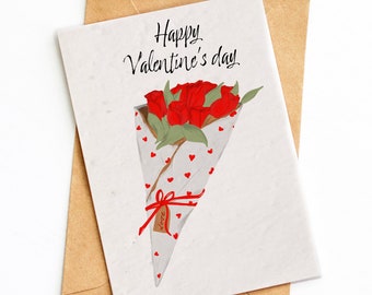 Plantable Valentine's Day card "Happy Valentine's day" | Special card for Valentine's Day | Folding card | Valentine's Day gift