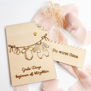 Schwangerschaft verkünden • Karte Du wirst Oma Opa Tante Onkel • Zahnrad-Mechanismus •   Ankündigung Schwangerschaft •  Baby verkünden