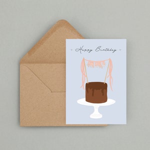 Carte de joyeux anniversaire | Carte avec gâteau d'anniversaire |  Anniversaire de carte de voeux | Joyeux anniversaire
