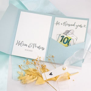 Geldgeschenk Hochzeit personalisiert "Thousand Years" | Hochzeitsgeschenk Geld | Geschenkschachtel mit Hochzeitskarte in blau | Geschenkbox