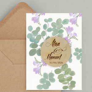 Carte de mariage aquarelle personnalisable/carte pliante mariage/carte de félicitations pour le mariage, personnalisée avec les noms des mariés
