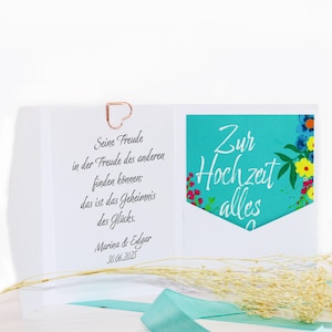 Personalized wedding cash gift | Wedding card for cash gift | Wedding gift for money with heart clip and bow