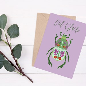 LUCKY BEETLE | Cartolina di buona fortuna In bocca al lupo per l'esame | regalo fortunato | Buona fortuna | esame portafortuna | biglietto d'auguri