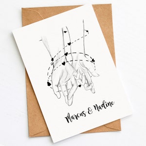 Hochzeitskarte HAND IN HAND - personalisierte Jahrestagskarte, Geburtstagskarte, Freundschaft Karte, Lieblingsmensch, Karte zum Hochzeitstag