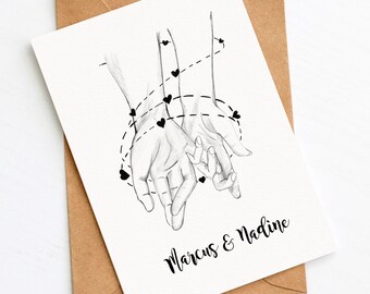 Wedding card HAND IN HAND - personalized anniversary card, birthday card, friendship card, favorite person, wedding anniversary card