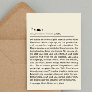 Karte MAMA | Definitionskarte | Muttertagskarte personalisiert | Duden | Geburtstagsgeschenk für Mutter | Mama Definition | Karte Muttertag