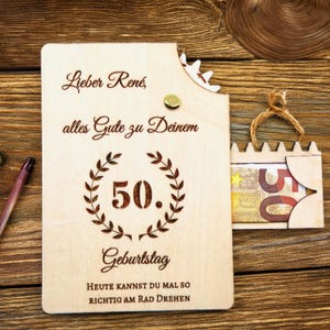 Regalo di compleanno in denaro personalizzato 18 - 30 - 40 - 50 - 60 regalo cinetico carta regalo in legno scatola regalo carta di compleanno soldi