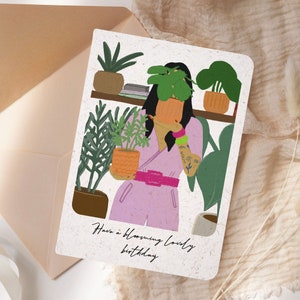 Carte d'anniversaire à planter Carte pliante en papier graine "Plant Lady" | Fleurs sauvages | Carte de plantes avec des fleurs des champs | Cadeau d'anniversaire en fleurs