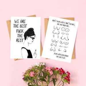 Grußkartenset „Girls“| Feministische Deko Kunst | 2 Freundschaftskarten| mit lustigem Spruch | beste Freundin Geschenk | Feminismus