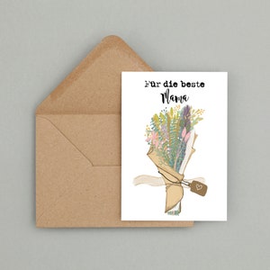 Tarjeta del día de la madre para mamá "Para la mejor mamá" | Tarjeta de felicitación para mamá con flores | Cumpleaños mamá | Regalo de agradecimiento mamá | Tarjeta del día de la madre
