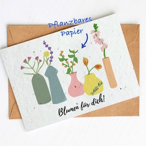 Cartão plantável "Flores para você" | cartão dobrável em papel semente | flores silvestres | Cartão de papel com sementes de flores | presente de aniversário | Dia das Mães